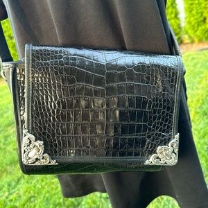 Vintage Brighton Black Leather Crossbody Bag